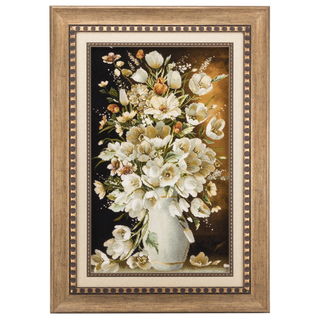 تابلو فرش دستباف گل با گلدان کد 901644