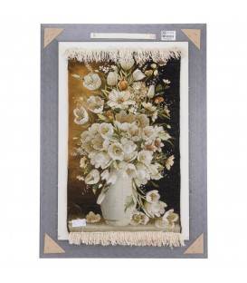 تابلو فرش دستباف گل با گلدان کد 901644