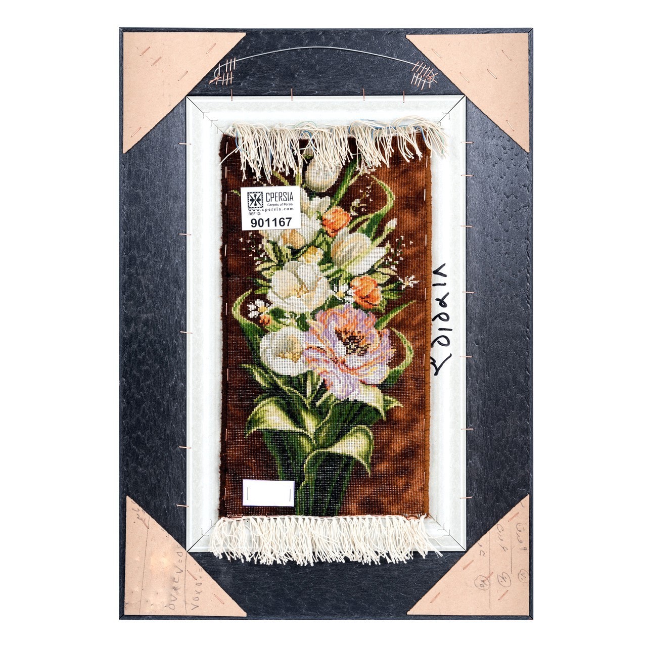 تابلو فرش دستباف طرح گل لاله با گلدان کد 901167