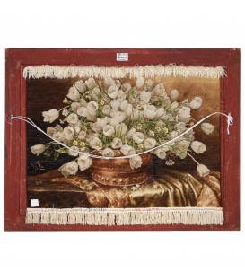 تابلو فرش دستباف گل های لاله در گلدان کد 901746