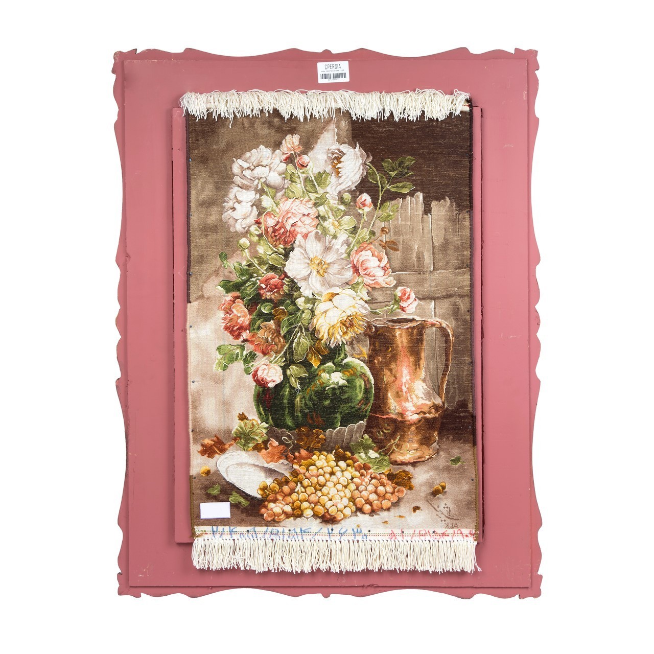 تابلو فرش دستباف طرح گل با گلدان سفالی کد 901239