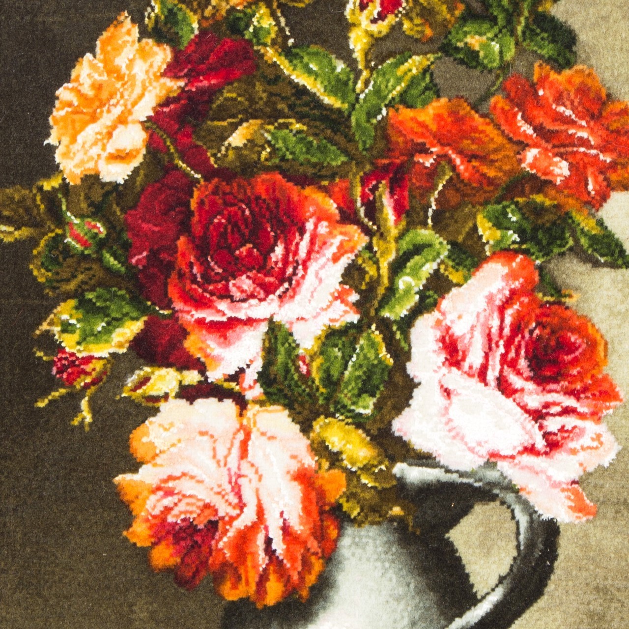 تابلو فرش دستباف طرح گل رز در پارچ کد 901234