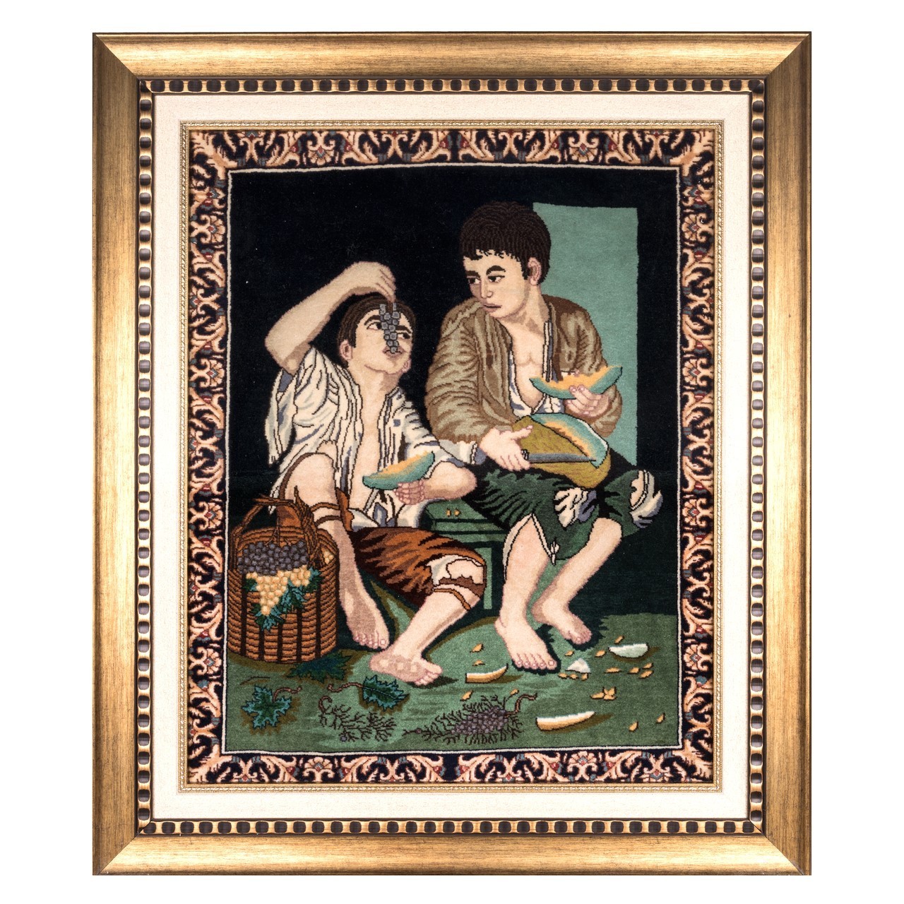 تابلو فرش دستباف طرح دو پسر بچه کد 901199