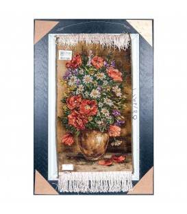 تابلو فرش دستباف طرح دسته گل در گلدان کد 901195