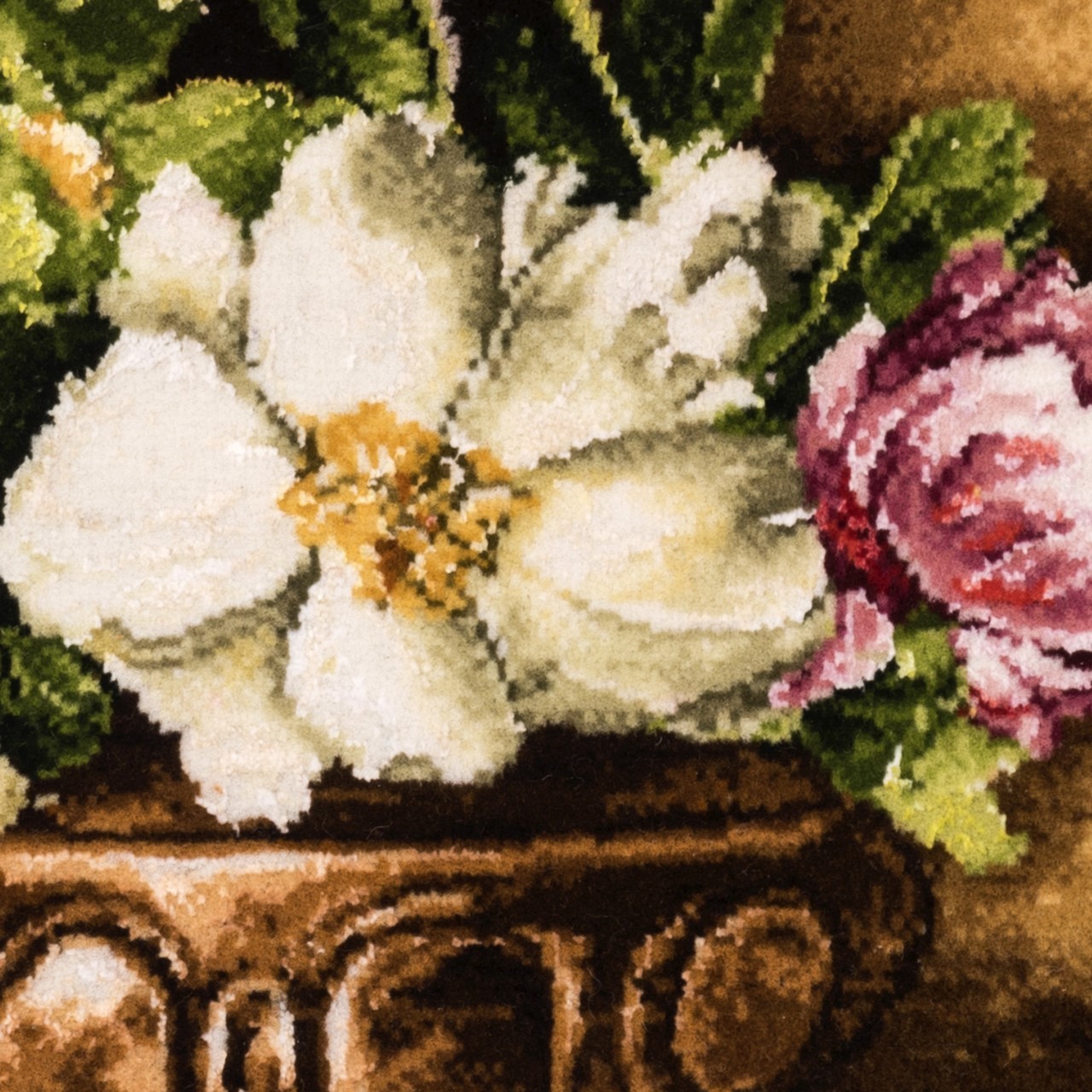 تابلو فرش دستباف طرح گل در گلدان کد 901187