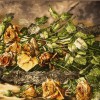 تابلو فرش دستباف تبریز طرح گل های رز در گلدان کد 901847