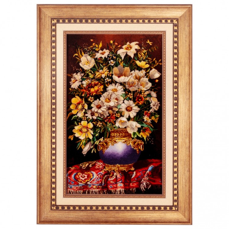 تابلو فرش دستباف گل در گلدان تبریز کد 901881