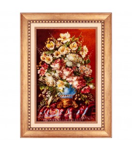 تابلو فرش دستباف گل در گلدان تبریز کد 901886