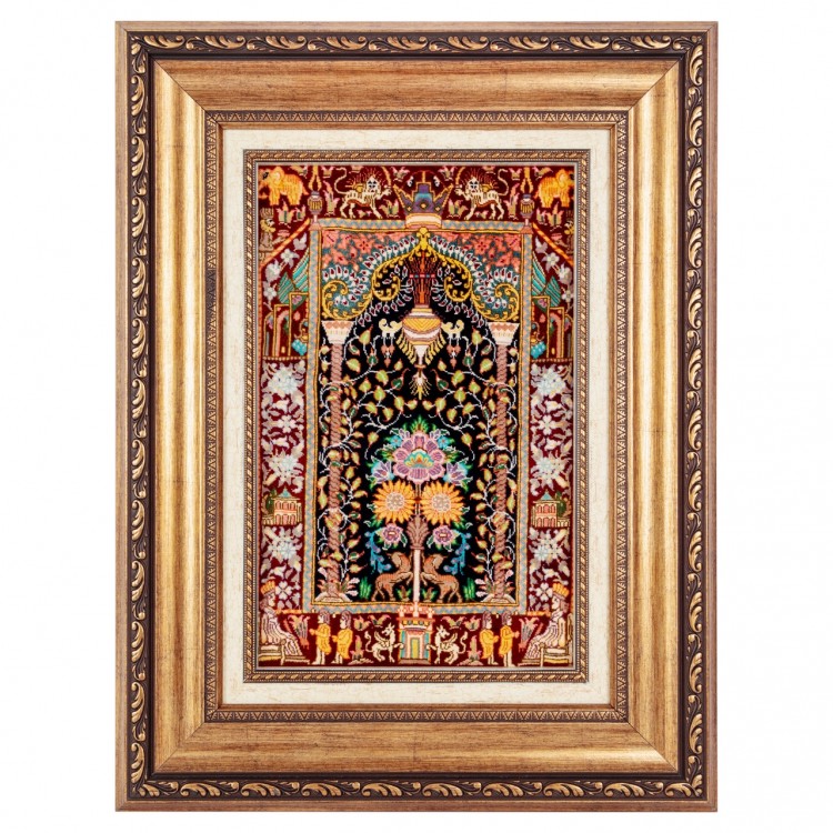 Tableau tapis persan Qom fait main Réf ID 901895
