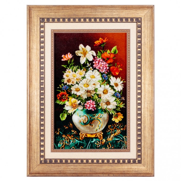 تابلو فرش دستباف گل در گلدان تبریز کد 901918