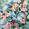 تابلو فرش دستباف دو پرنده و شکوفه های بهاری تبریز کد 901938