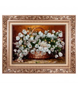 تابلو فرش دستباف گل های لاله در گلدان تبریز کد 901953