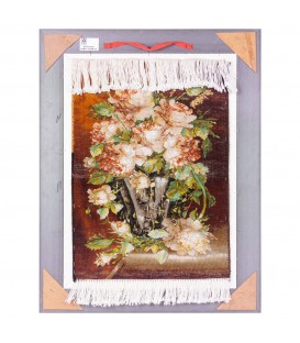 تابلو فرش دستباف گل در گلدان شیشه ای تبریز کد 901967