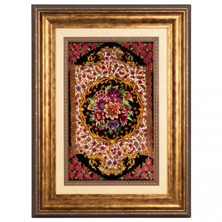 Tableau tapis persan Qom fait main Réf ID 902070
