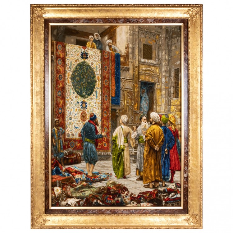 Tableau tapis persan Tabriz fait main Réf ID 902129