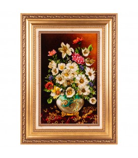 تابلو فرش دستباف گل در گلدان تبریز کد 902151