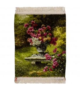 تابلو فرش دستباف گلدان در باغ تبریز کد 793058
