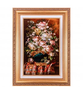 تابلو فرش دستباف گل در گلدان تبریز کد 902358