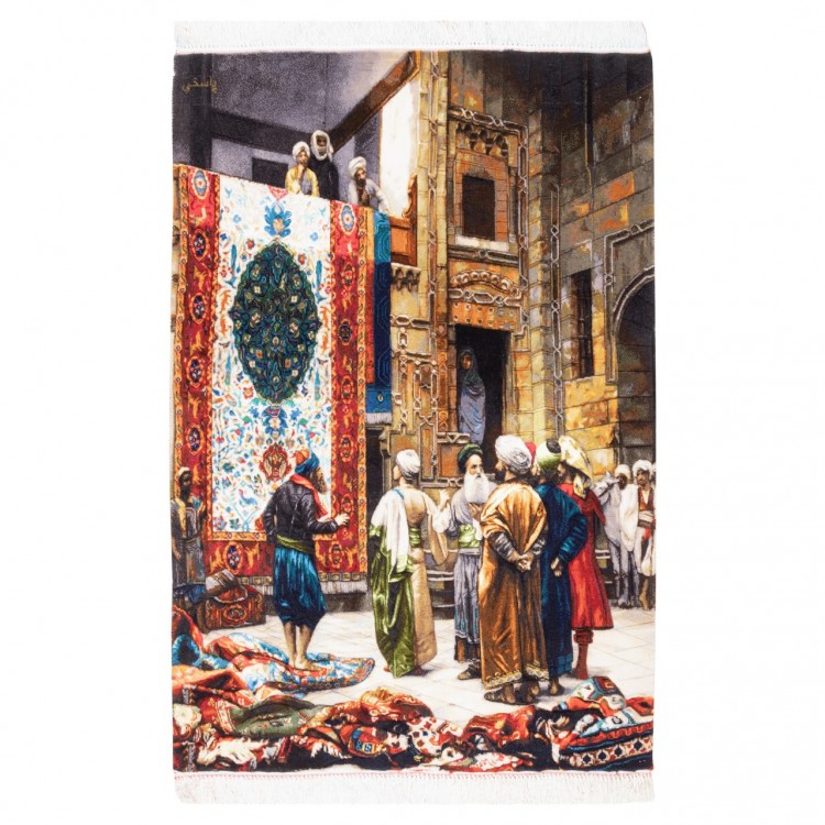 Tableau tapis persan Tabriz fait main Réf ID 902512