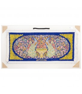 تابلو فرش دستباف طاووس ها و جام گل قم کد 902548