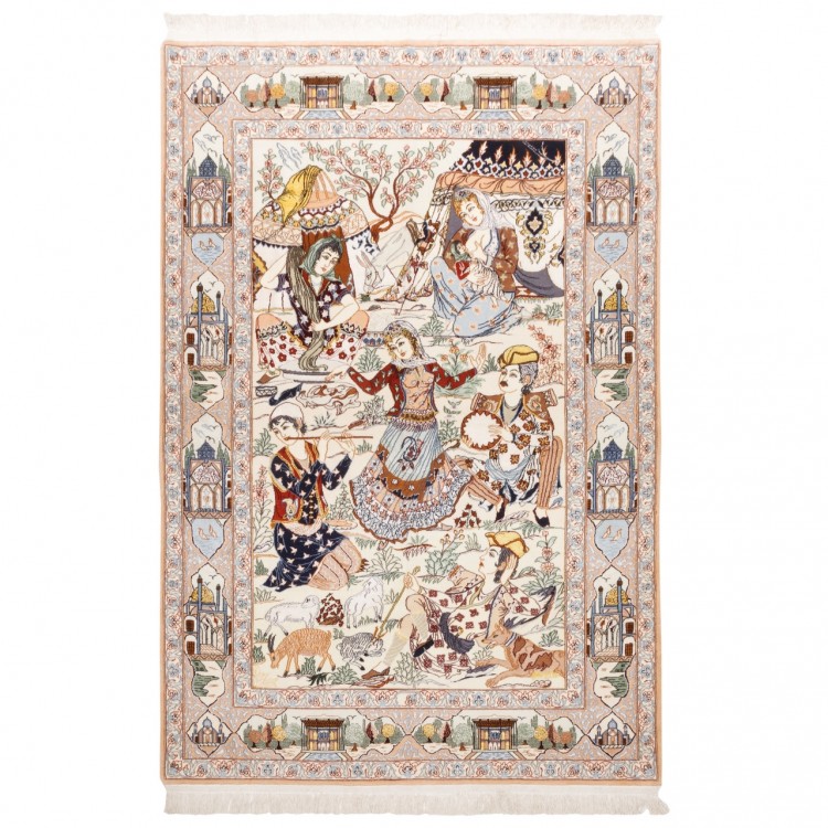 Tappeto persiano Esfahan annodato a mano codice 156036 - 114 × 168