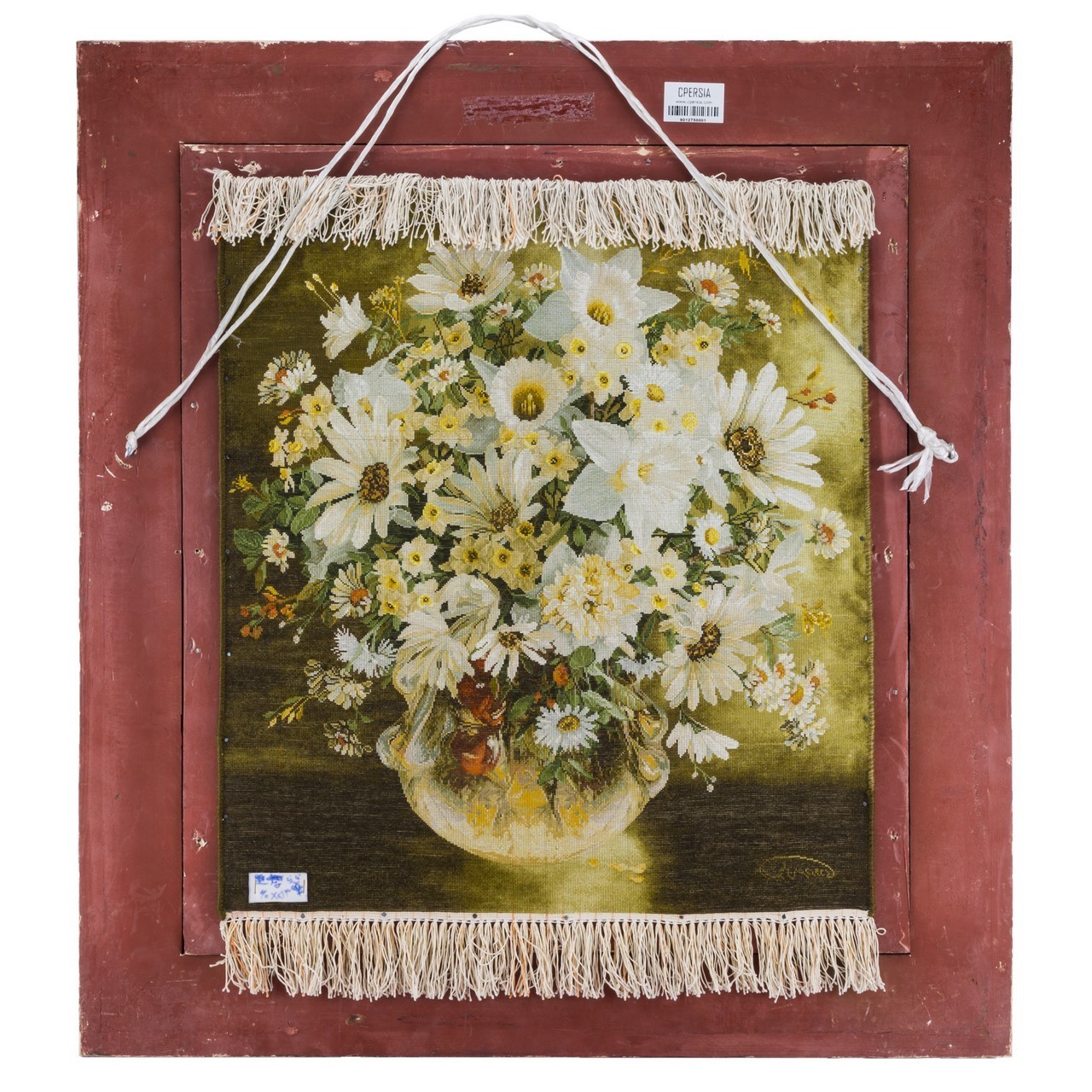 تابلو فرش طرح گل های مارگیت در گلدان کد 901275