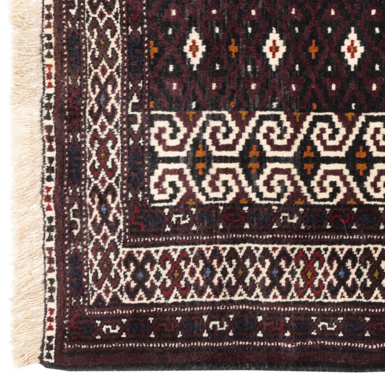 فرش دستباف قدیمی یک متری ترکمن کد 171824