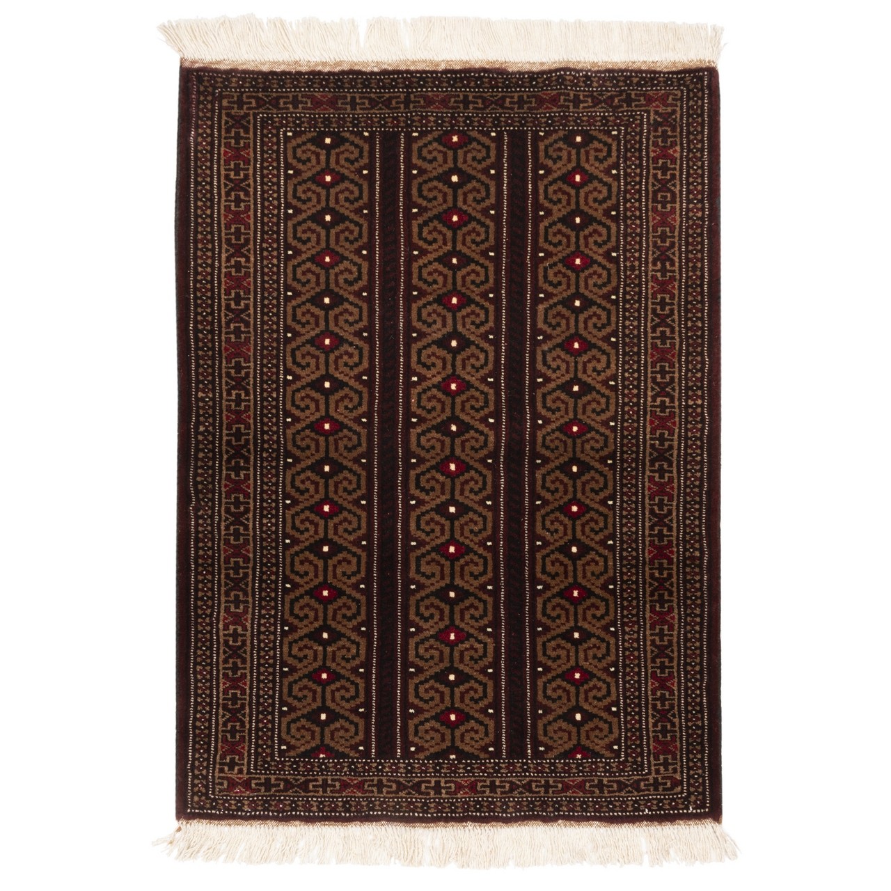 فرش دستباف قدیمی یک متری ترکمن کد 171829