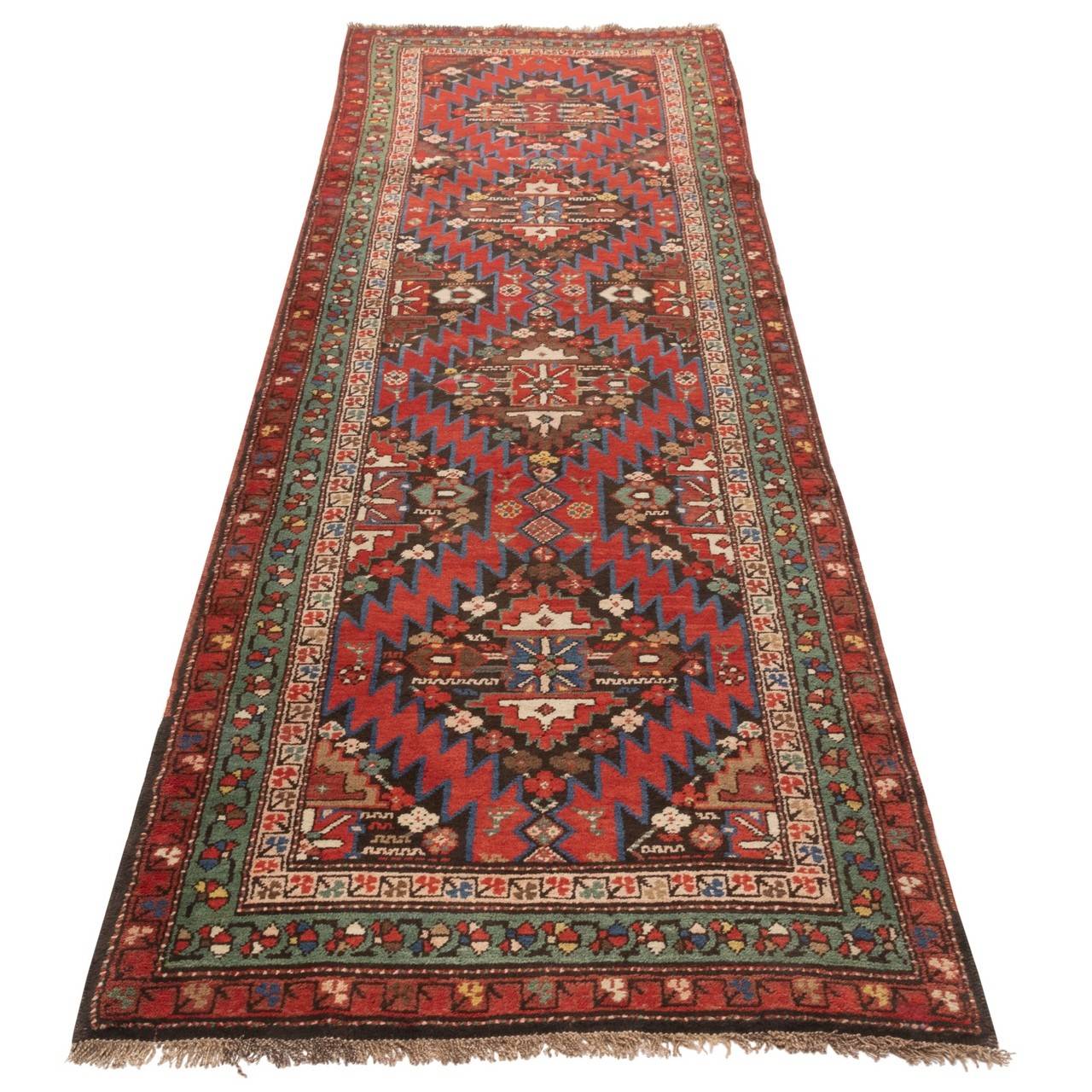 فرش دستباف قدیمی کناره طول سه متر آذربایجان کد 127016