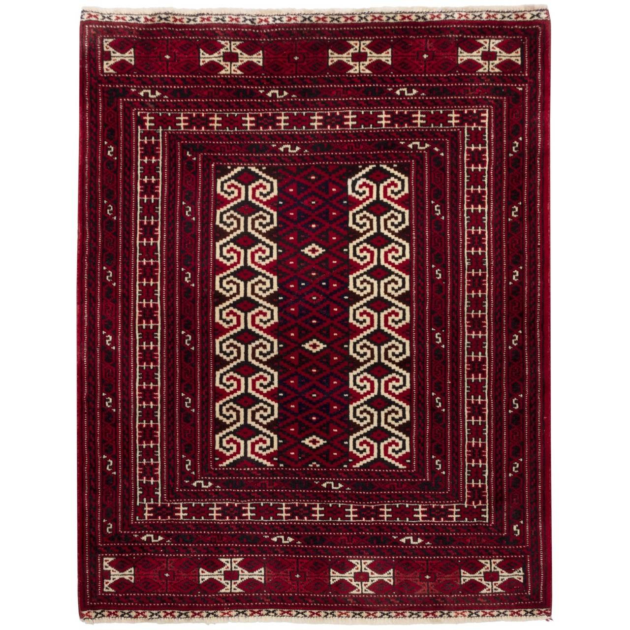 فرش دستباف قدیمی یک متری ترکمن کد 705244
