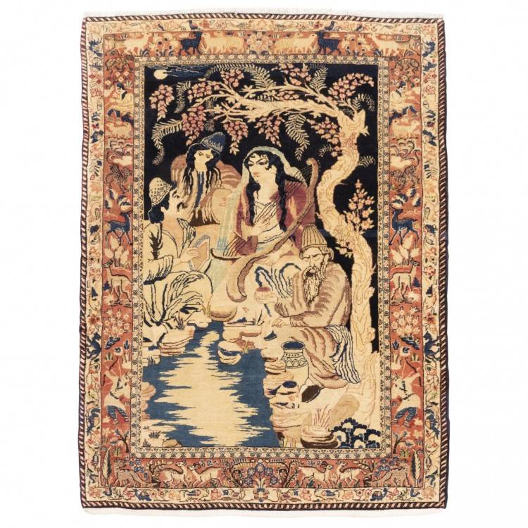 Персидский ковер ручной работы Кашан Код 129026 - 107 × 150