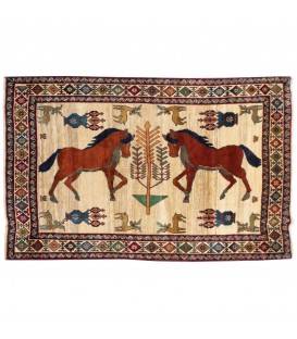فرش دستباف قدیمی سه و نیم متری شیراز کد 129068