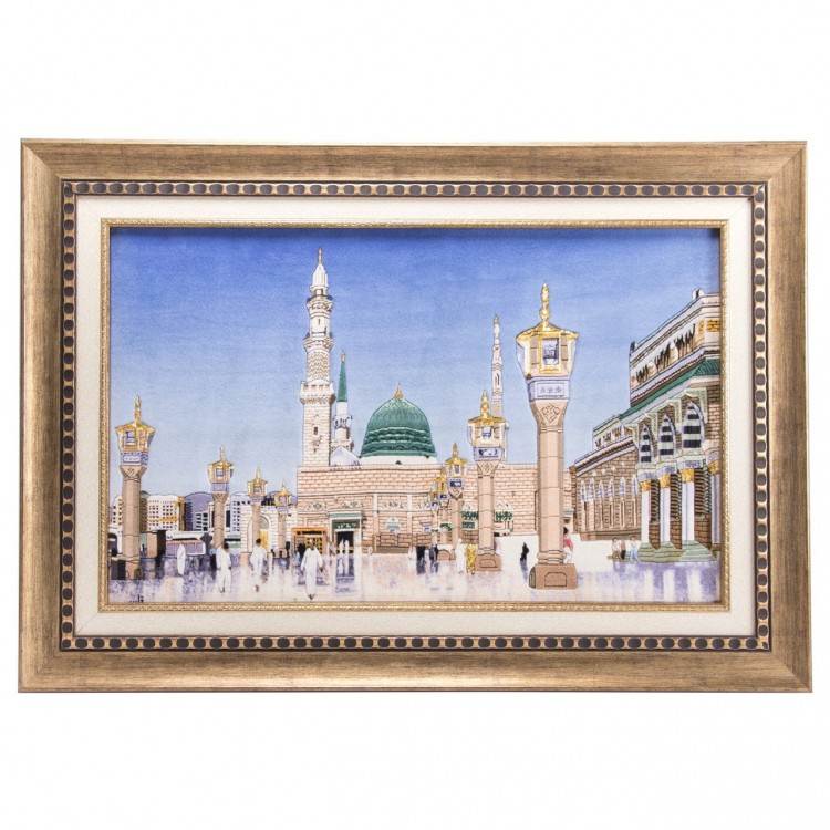 تابلو فرش دستباف منظره مسجد النبی برجسته کد 901430