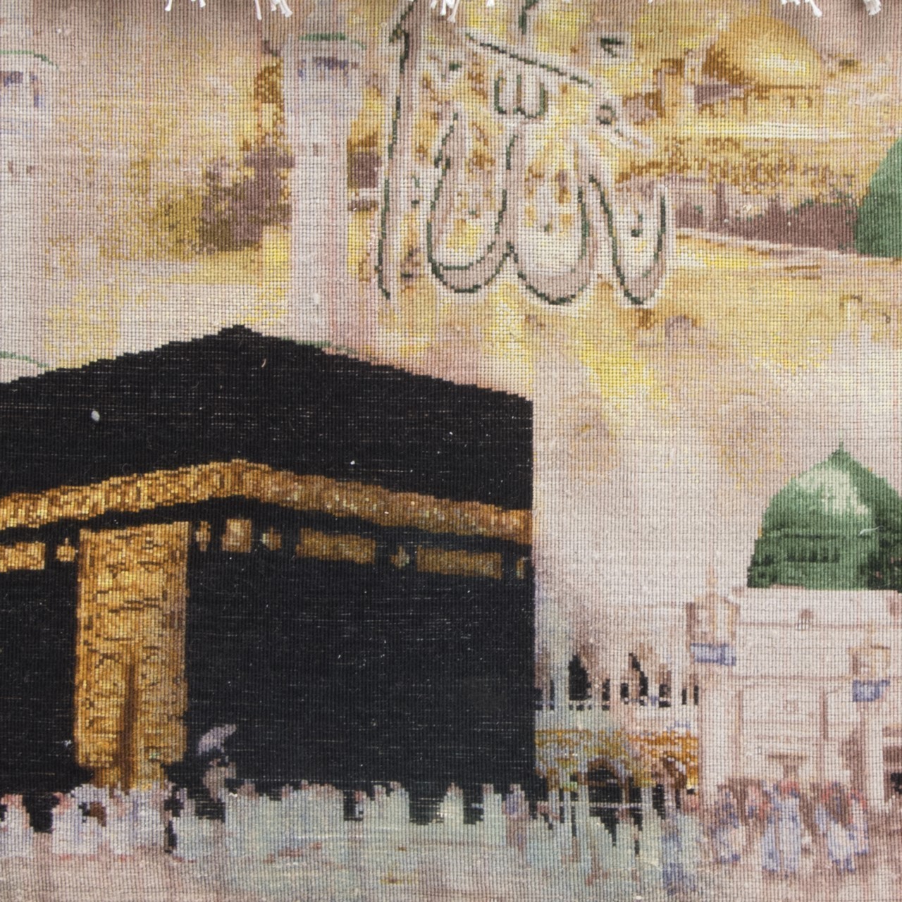 تابلو فرش دستباف منظره کعبه و مسجد النبی برجسته کد 901436