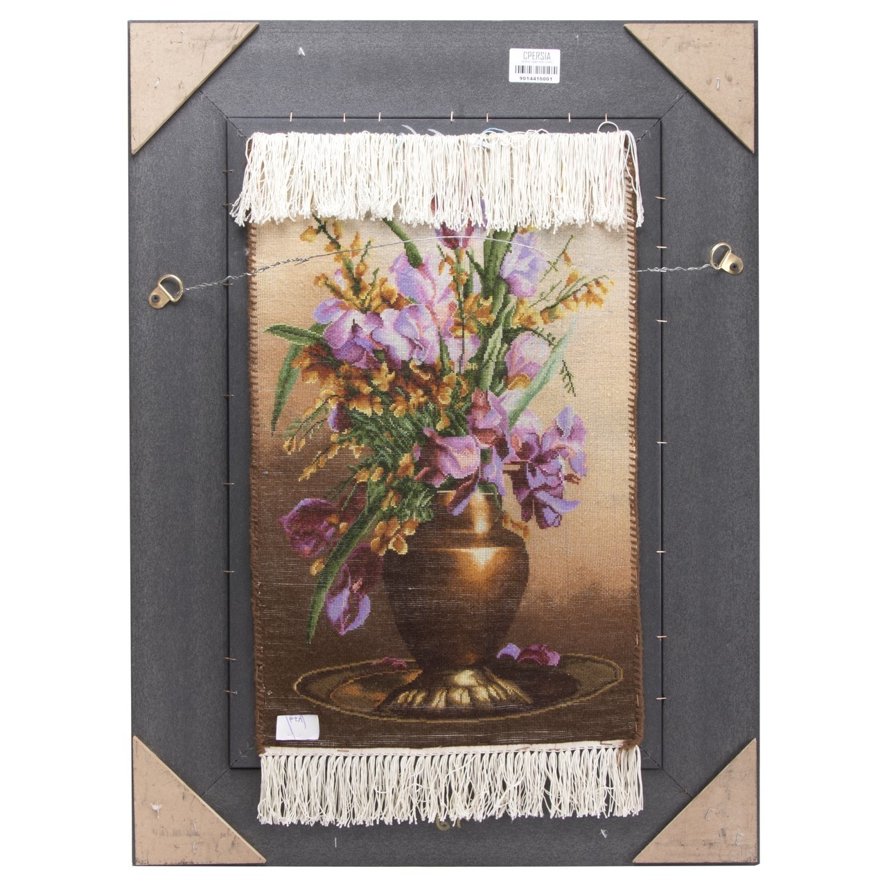 تابلو فرش دستباف دسته گل زنبق در گلدان کد 901441